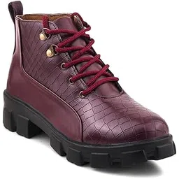 Women Smart Casual High Ankle Chunky Heel Boots for Girls