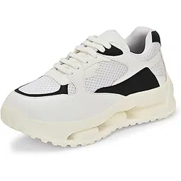 Women Sneaker | Cushioned Insole for Comfort | Stylish Lace-Up Design | Perfect for Casual Outfit for Girls (9249)