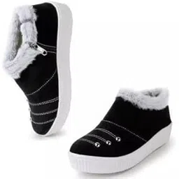 WOMEN STYLISH BLACK VELVET LACE-UP SNEAKERS Sneakers For Women (Black)