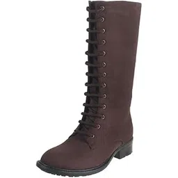 Women Suede Leather Block Heel Knee High Boot