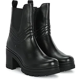 Women Vegan Leather Chelsea High Heel Boots 64530