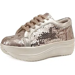 Women Wedding & Party High Heel Sneakers I Cushioned Insole I Glittery & Embellished Bridal Wear I Lightweight and Stylish Shoes for Girls CNV4033