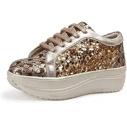 Women Wedding & Party High Heel Sneakers I Cushioned Insole I Glittery & Embellished Bridal Wear I Lightweight and Stylish Shoes for Girls CNV4033