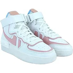 Women White Textured Lace-Up Round Toe Lightweight Walking Sneaker Shoes for Women