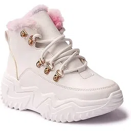 Women Zig Zag Chunky Style Fur Boot for Girl's