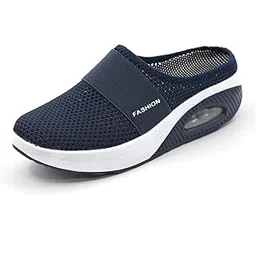 Womens Air Cushion Slip-On Walking Shoes, Orthopedic Diabetic SlippersWalking Shoes, Breathable with Arch Support Knit Comfort Slippers