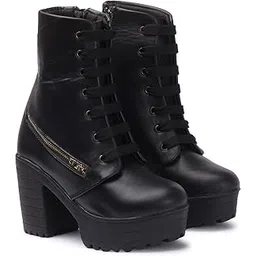 Women's & Girls Amazing Design, Trendy Look, Fashionable Side Zip, Casual, High Ankle, Block Heel Boots for Women