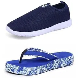 Women's and Girl's Comfortable Sports Running,Walking Slip-on Casual Shoes & flip Flops Combo of 2 Comfortable Indoor Outdoor flip Flop and Shoes for Ladies