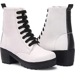 Women's & Girls White Boots | Synthetic Leather, Trendy, Comfortable, Boots for Casual, Outdoor and Holiday Outings