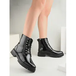 Womens Ankle Boots High-Top Heel Trendy Partten Boots For Women