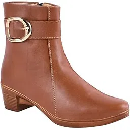 Women’s Ankle Boots with Low Block Heel Side-Zip Leather Short Booties for Everyday Footwear