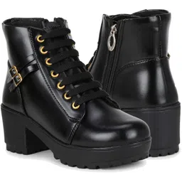 Women's Ankle Length Block Heel Black Stylish and Fashionable Boots Side Zip Boots For Women