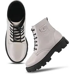 Women’s Ankle-Length Lace-Up Boots with Chunky Platform Heel