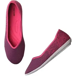 Women's Athleisure Lightweight Active Wear Knitted Mesh Slip on Comfortable Casual Flat Ballerina Shoes for Walking, Athletic, Gym, Work, etc.