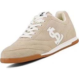 Women’s Beige Casual Lightweight Sneakers | Ortholite Cushioned Comfort | Dual-Color TPR Sole | Lightweight & Comfortable Casual Lace-Up Shoes | LSD-SNK-NBL-BG