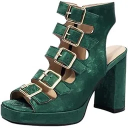 Women's Belt Buckle Sandal Boots | Thick Bottom & Heel Sandal