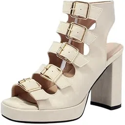 Women's Belt Buckle Sandal Boots | Thick Bottom & Heel Sandal