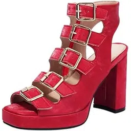 Women's Belt Buckle Sandal Boots | Thick Bottom & Heel Sandal