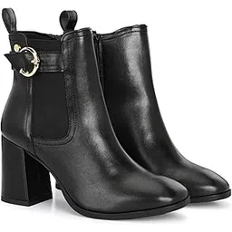 Womens Black Ankle High Heel Boots 67830