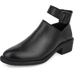 Womens Black Ankle Strap Boots