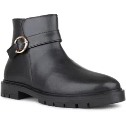 Womens Black Casual Solid Round Toe Ankle Boots Boots For Women