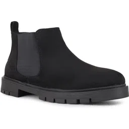Womens Black Casual Solid Round Toe Chelsea Boots Boots For Women