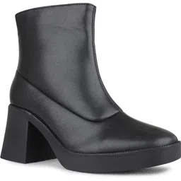 Womens Black Casual Solid Round Toe Lace-up Ankle Boots Boots For Women