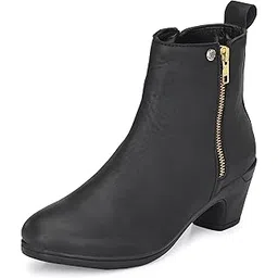 Women's Black Faux Leather Rugged Casual Boot-5