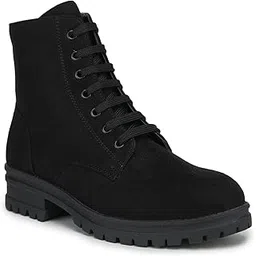 women's Black Laceup boot with zipper closure.