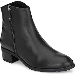 Women's Black/tan mid Heel Ankle Boots