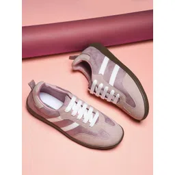 Women’s Blush Pink Suede Sneakers with White Stripes | Casual Everyday Shoes Sneakers For Women