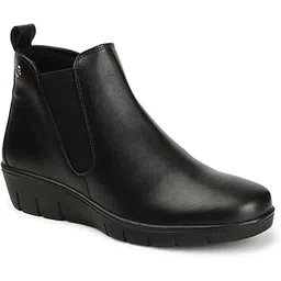 Women's Boots Slip-on Accent and Elastic Side Panels,Casual Boot