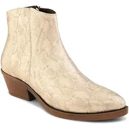 Women's Boots Textured Block Heel Slip On Shoes for Women | Chelsea Boots for Woman Comfortable and Lightweight Soft Cushioned Footbed with TPR Sole for Casual Wear - 3 (Gold) W 6040