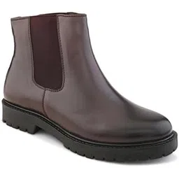 Women's Boots With Leatherette Chelsea | Lightweight Soft Cushioned Footbed with TPR Sole | Stylish & Comfortable Ankle Shoes For Casual Everyday Wear - 4(Cherry) W 1340