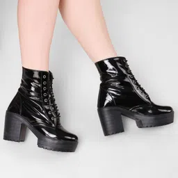 Women's Boots|Faux Leather, Trendy, Comfortable,Lace-Up Boots for Women & Girls Boots For Women