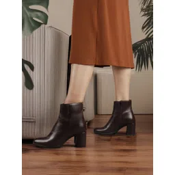 Women's Brown Block Heel Ankle Boots Boots For Women