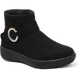 Women's Buckle Accent Wedge Sole Ankle Bootie