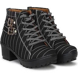 Women's Buckle Boots – Stylish Faux Leather High Ankle Boots for Winter & Casual Wear – Comfortable & Durable