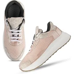 Women's Casual Lace-up Shoes Chunky Sneakers Round Toe Mesh Upper Color Block Stylish Comfortable Shoes for Women & Girls -