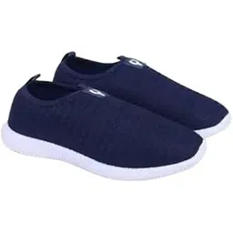 Women’s Casual Stretch Textured Dark Blue Slip-On Sports Sneakers