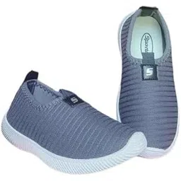 Women’s Casual Stretch Textured Grey Slip-On Sports Sneakers