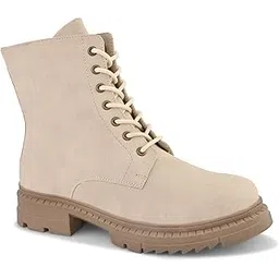 Women's Chelsea Boots | Round Toe Block Heel Shoes for Women | Lightweight Soft Cushioned Footbed with TPR Sole | Comfortable Slip On Ankle Boots for Daily & Casual Wear - 4 (Beige)W 1705