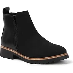 Women's Chic Side-Zip Ankle Hight Suede Block Heel Boots