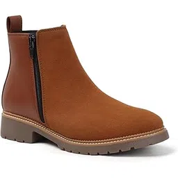 Women's Chic Side-Zip Ankle Hight Suede Block Heel Boots