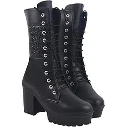 Women’s Chunky Combat Boots Lace-Up Ankle Boots with Thick Lug Sole Durable Faux Leather Fashion Boots for Casual & Outdoor Footwear