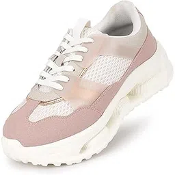 Women's Chunky Lace-Up Sneakers | Lightweight Casual Platform Shoes for Women with Trendy Design & Extra Cushioning