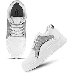 Women's Chunky Sneakers Lace-Up Round Toe Stylish Glitter Fashion Shoes, Ladis Shoes Comfortable & Durable Casual Use