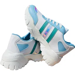 Women’s Chunky Sneakers | Thermoplastic Elastomer Sole Sports Shoes, WHITE,SKY Sneakers For Women