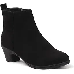 Women's Classic Round-Toe Block Heel Ankle Boot with Side Zipper
