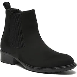 Women's classic suede Slip-on Ankle-length, mid-top design Dual ripped elastic side panels Platform comfort sole Versatile for casual and smart-casual wear Chelsea boots